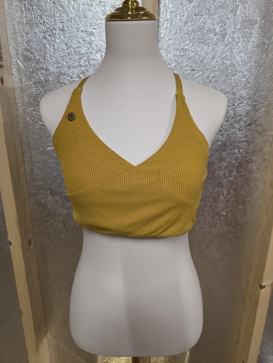 Love Fitness Tops - LOVE FITNESS Ribbed V-Neck Crop Top in Mustard Size Large